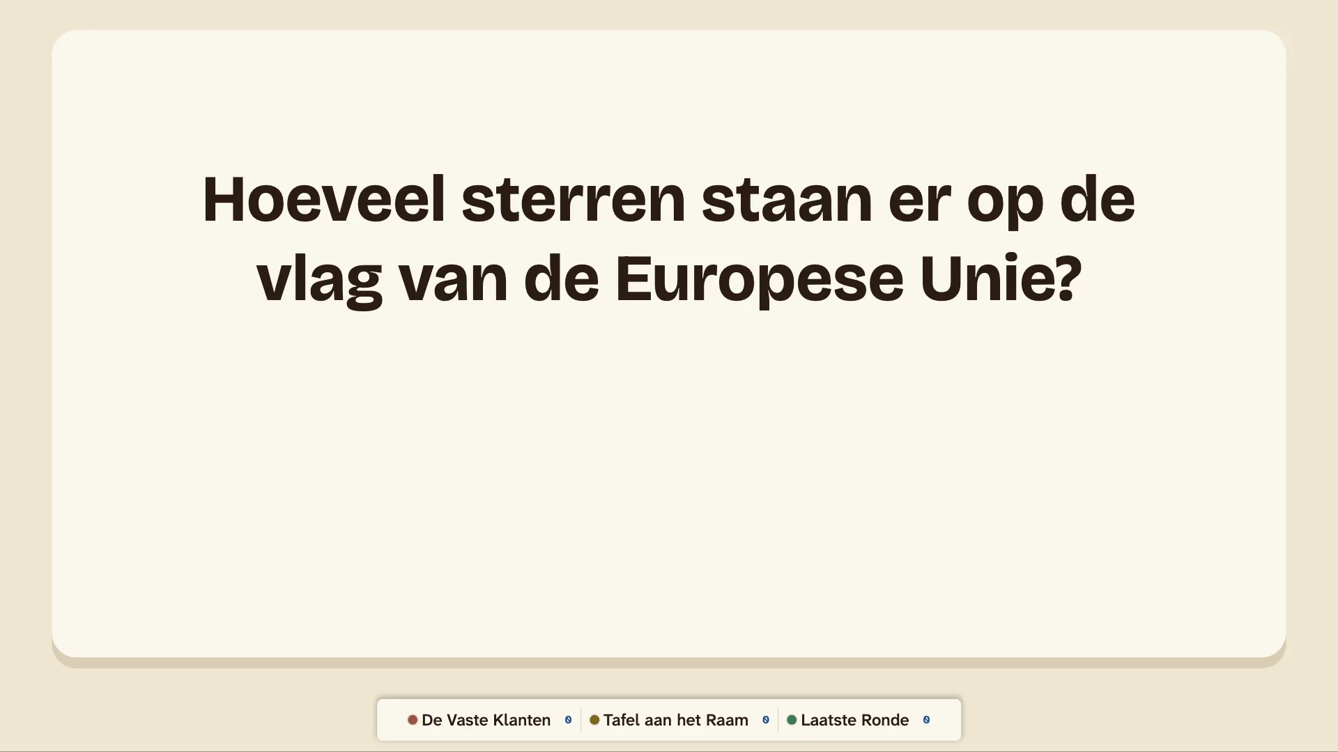 De tv vraagt hoeveel sterren er op de Europese vlag staan, zonder antwoord.